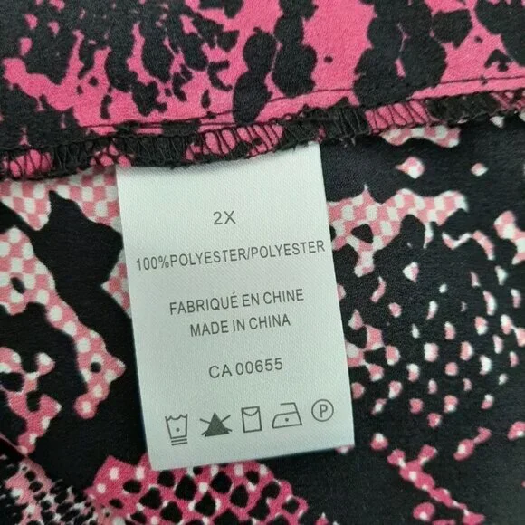 PENNINGTONS Asymmetric Sleeveless High Low Hem Top Pink Snake Print Sz 2X - Picture 10 of 10